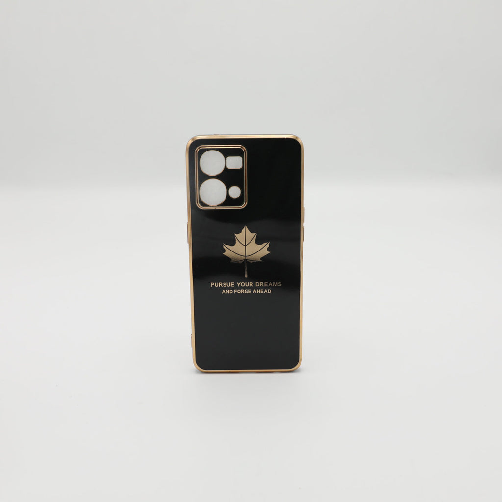 Oppo Mobile Pouch A57 4G 2022 Fancy Chrome Back Leaf Print Black Rs 450