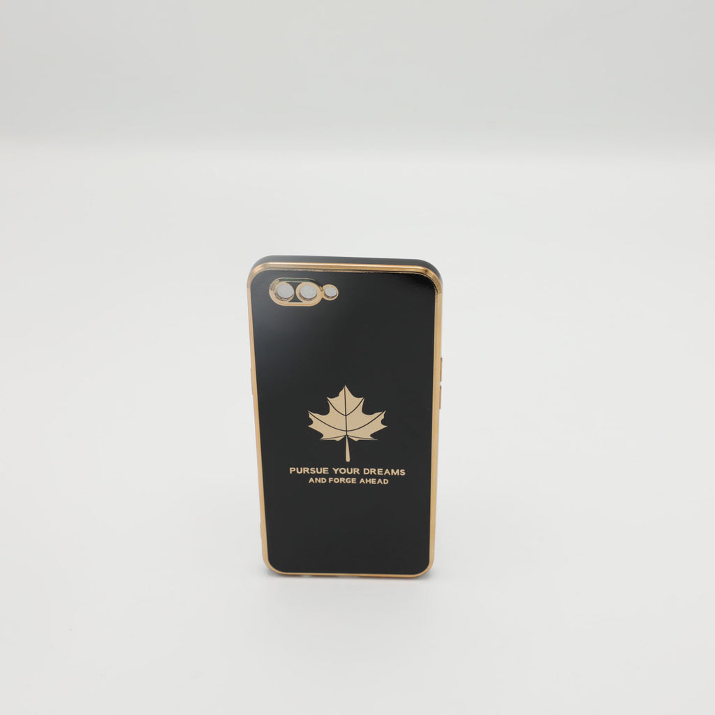 Oppo Mobile Pouch A3S Fancy Chrome Back Leaf Print Black Rs 450