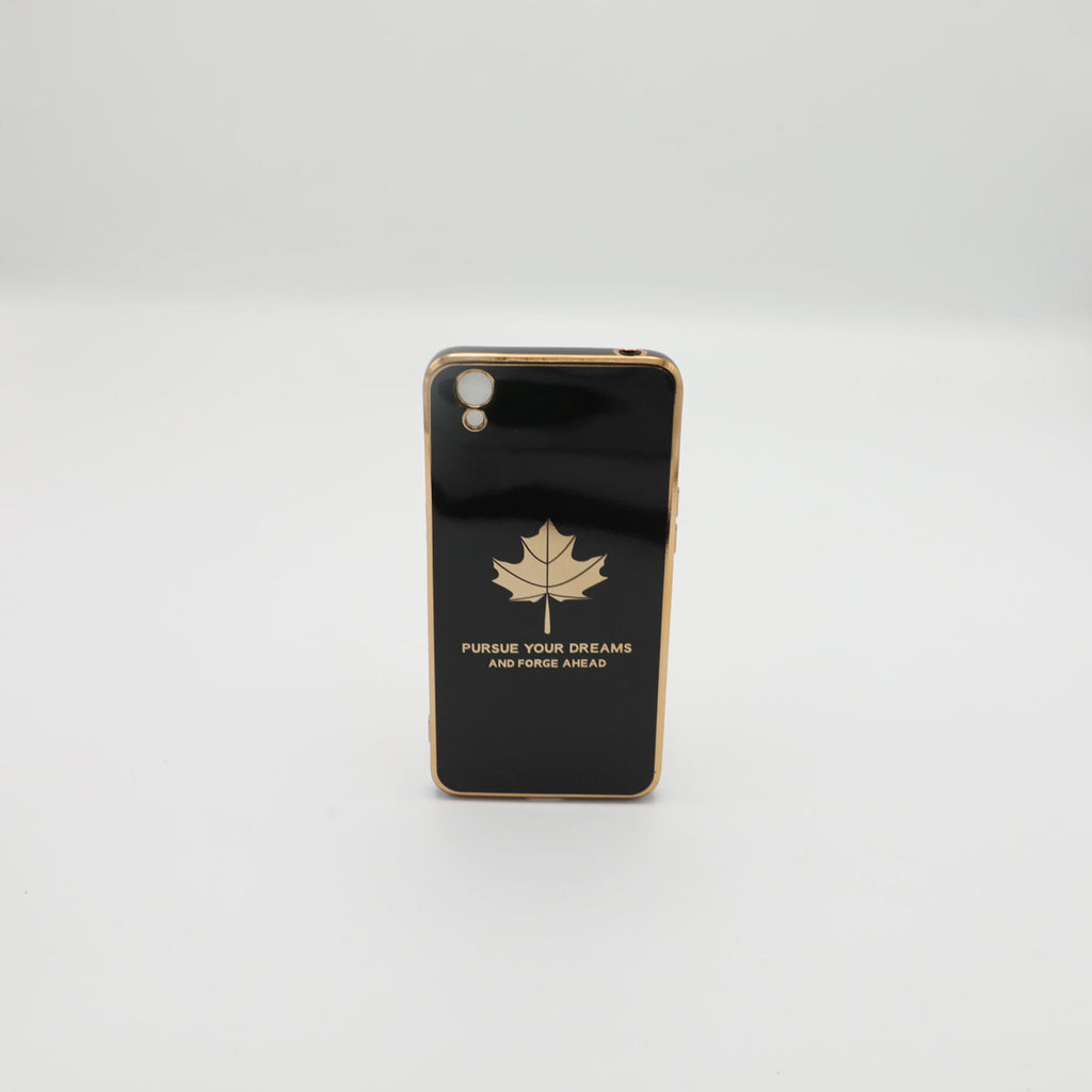 Oppo Mobile Pouch A37 Fancy Chrome Back Leaf Print Black Rs 450