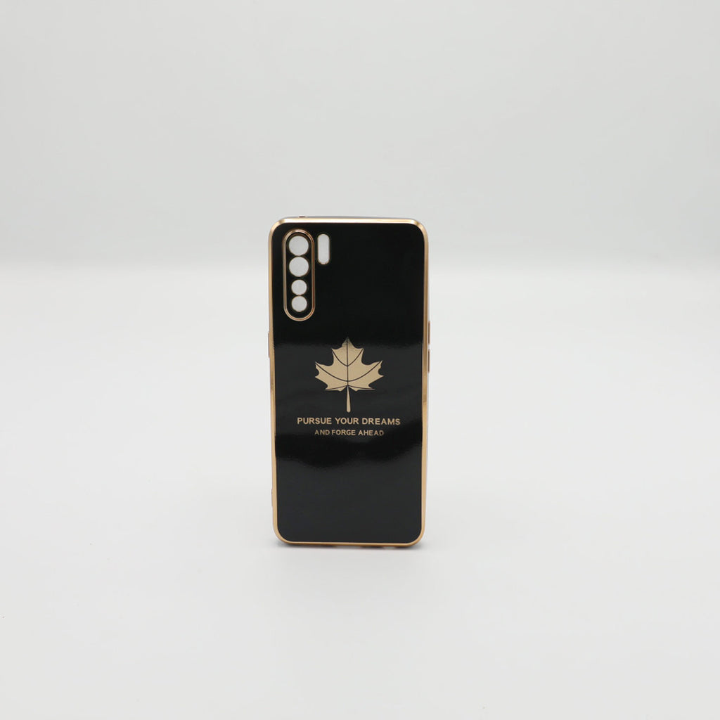 Oppo Mobile Pouch F15 Fancy Chrome Back Leaf Print Black Rs 450