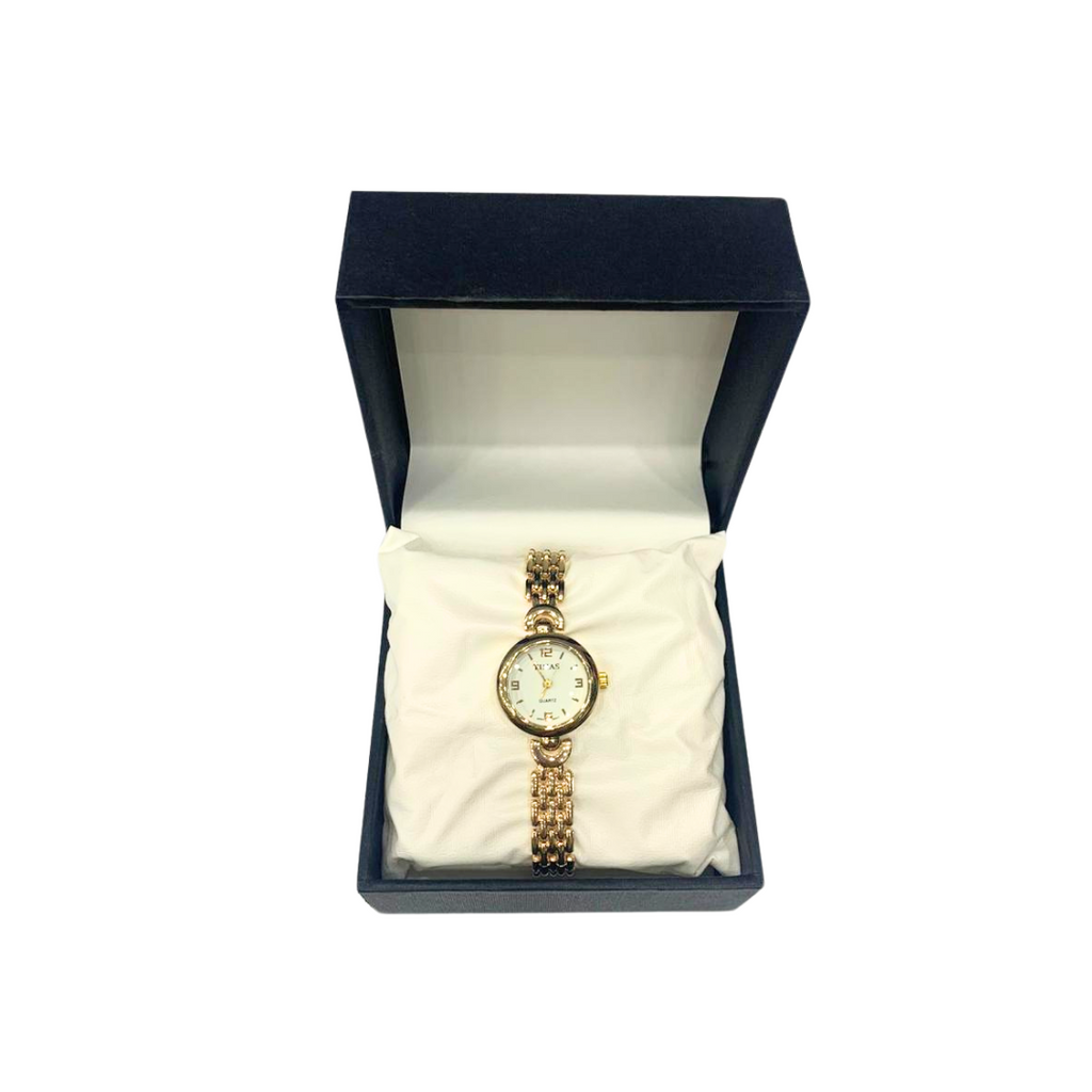Ladies Wrist Watch Golden Chain Band with White Dial