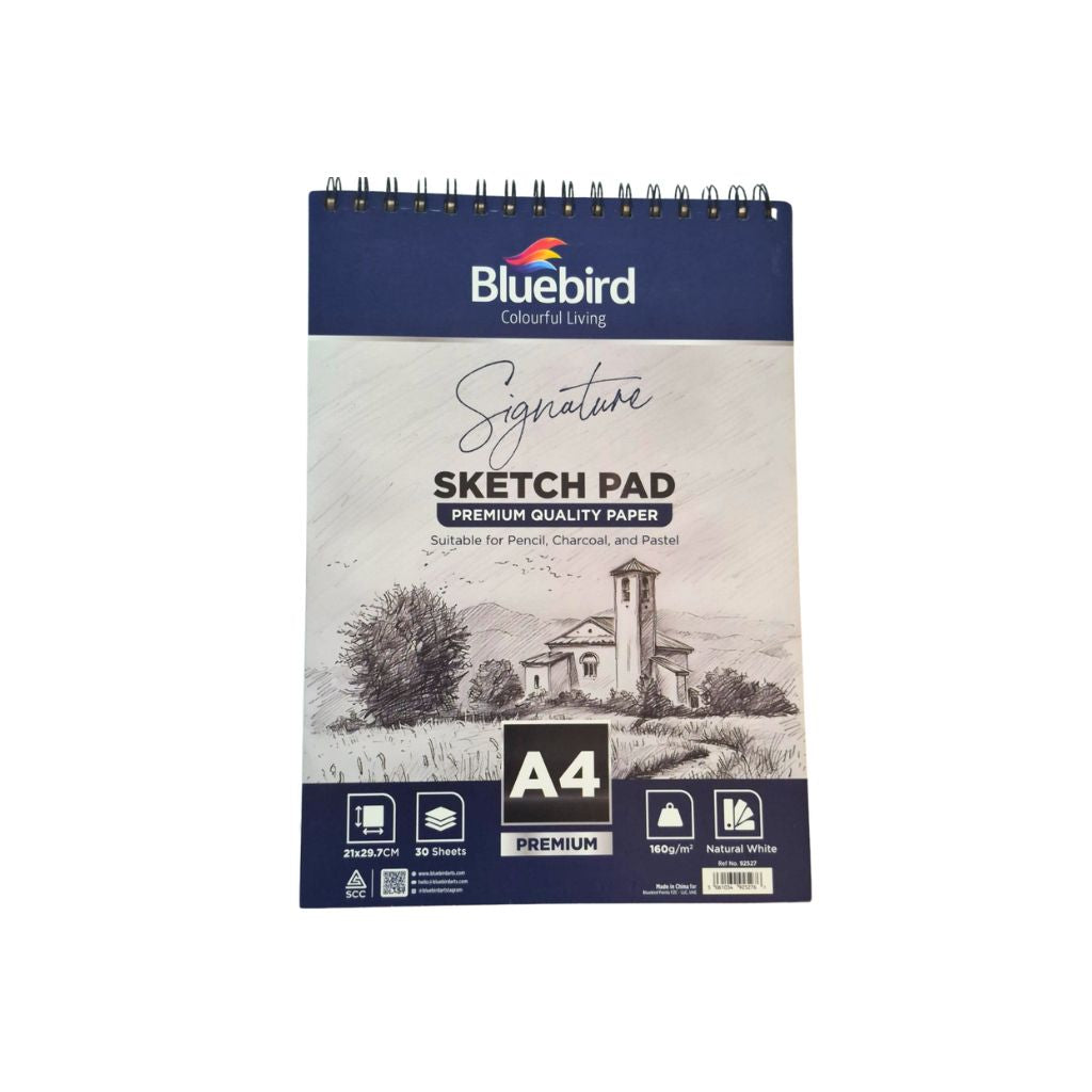 Bluebird Signature A4 Sketch Pad 160gsm Natural White Paper 30 Sheets Spiral Bound