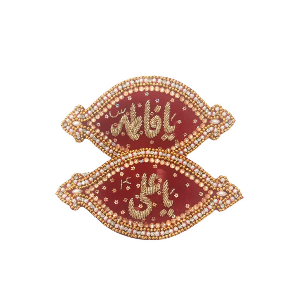 Red Imam Zamin Pair In Velvet For Wedding Couples With boutique style Embroidery & Stone work