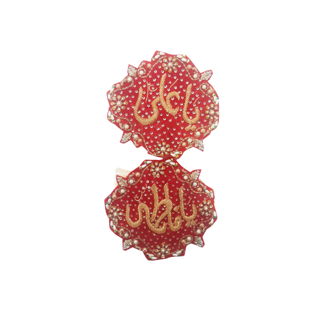 Red Imam Zamin Pair In Velvet For Wedding Couples In boutique style Embroidery & Stone work