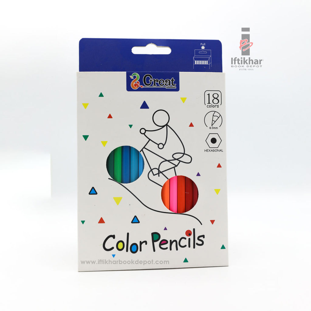 Hexagonal Shaped Color Pencils  (18Pcs)