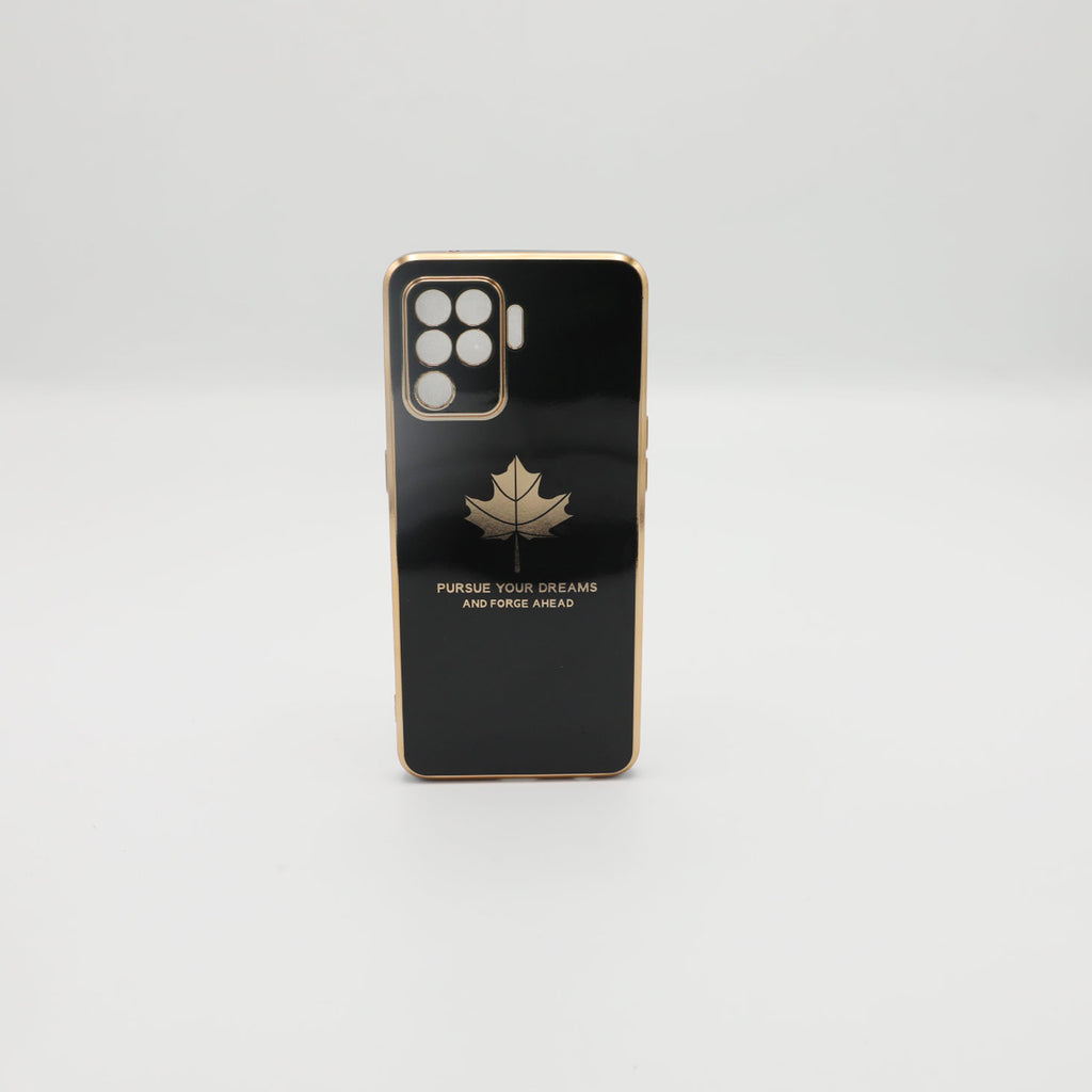Oppo Mobile Pouch F19 Pro Fancy Chrome Back Leaf Print Black Rs 450