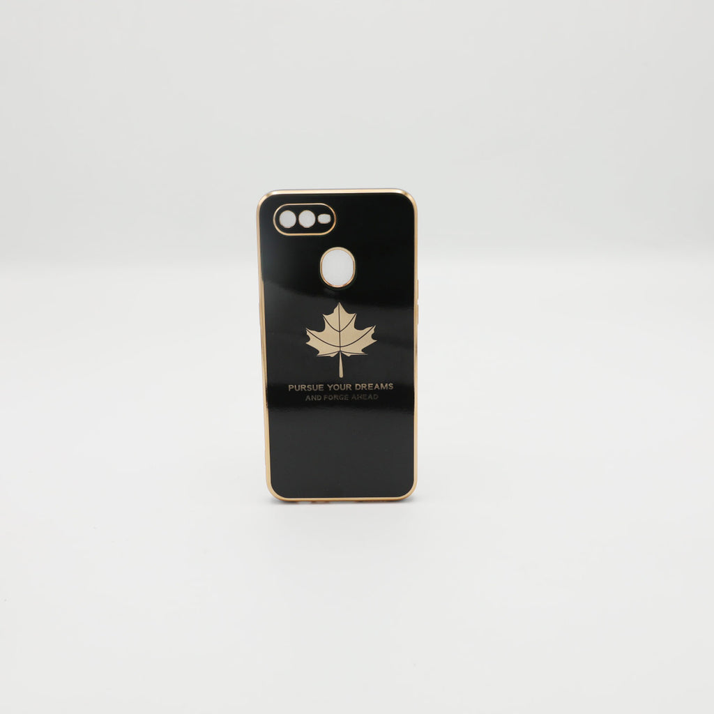 Oppo Mobile Pouch A5S Fancy Chrome Back Leaf Print Black Rs 450