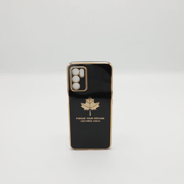 Oppo Mobile Pouch A16 Fancy Chrome Back Leaf Print Black Rs 450