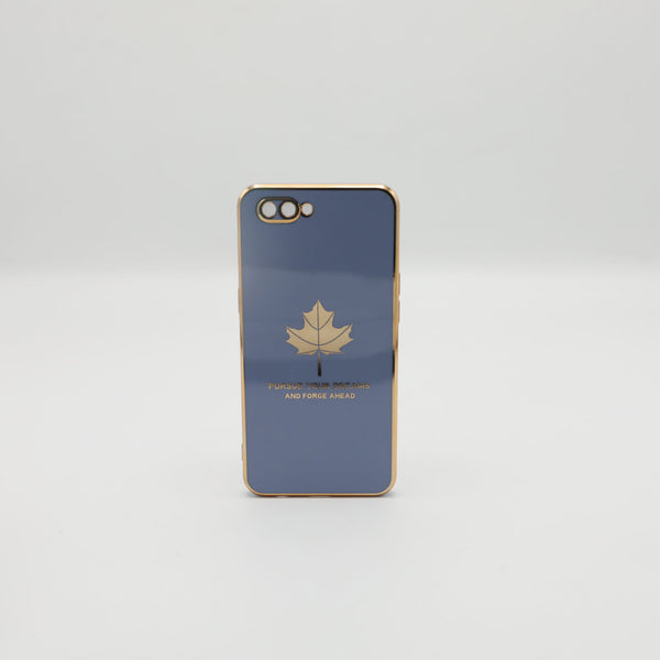 Oppo Mobile Pouch A3S Fancy Chrome Back Leaf Print Gray Rs 450