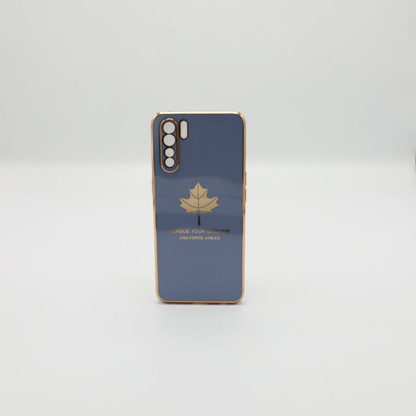 Oppo Mobile Pouch F15 Fancy Chrome Back Leaf Print Gray Rs 450