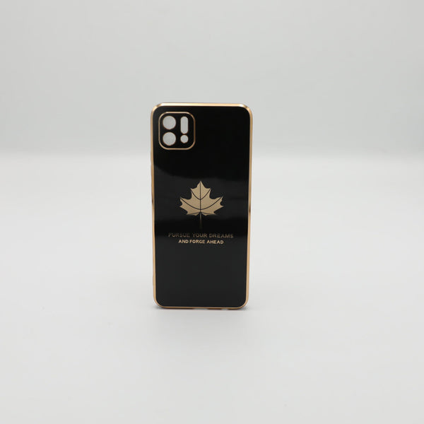 Oppo Mobile Pouch A16K Fancy Chrome Back Leaf Print Black Rs 450