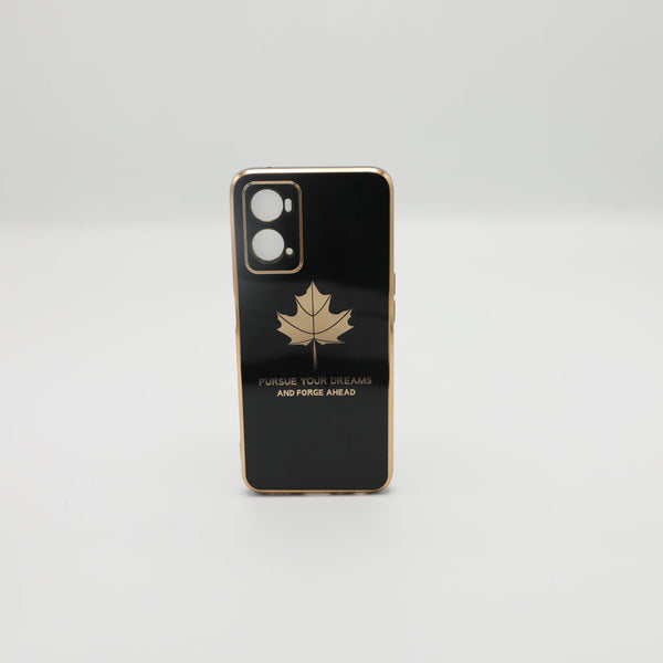 Oppo Mobile Pouch A76 4G Fancy Chrome Back Leaf Print Black Rs 450