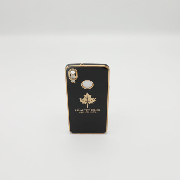 Samsung Mobile Pouch A10S Fancy Chrome Back Leaf Print Black Rs 450