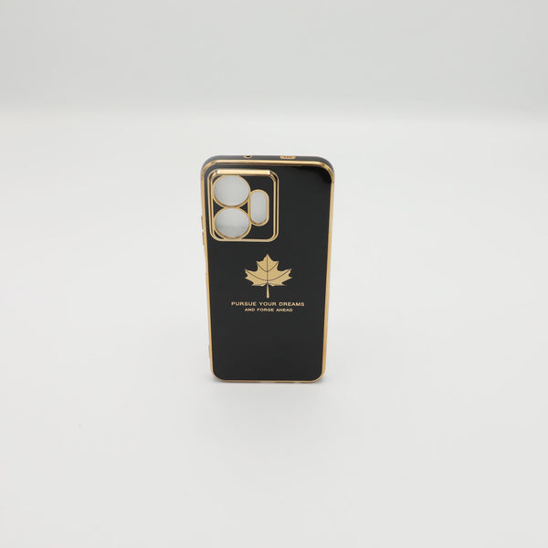 infinix Mobile Pouch Zero 20 Fancy Chrome Back Leaf Print Black Rs 450