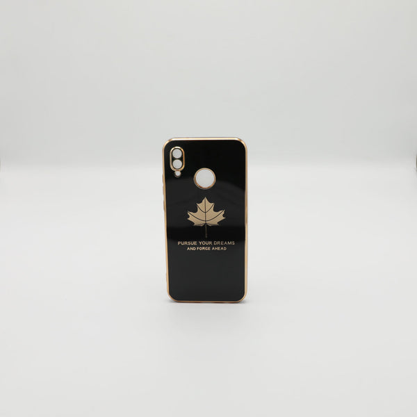 Huawei Mobile Pouch P20 Lite Play Fancy Chrome Back Leaf Print Black Rs 450