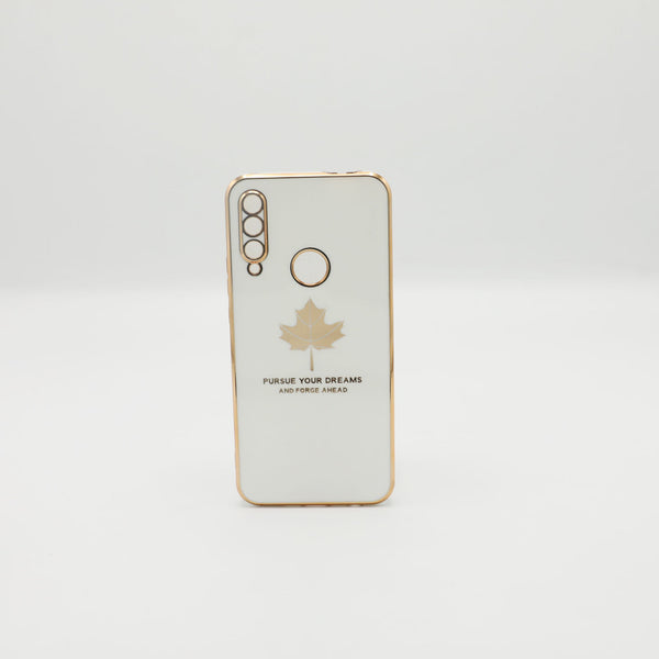 Huawei Mobile Pouch Y9Prime 2019 Fancy Chrome Back Leaf Print White Rs 450