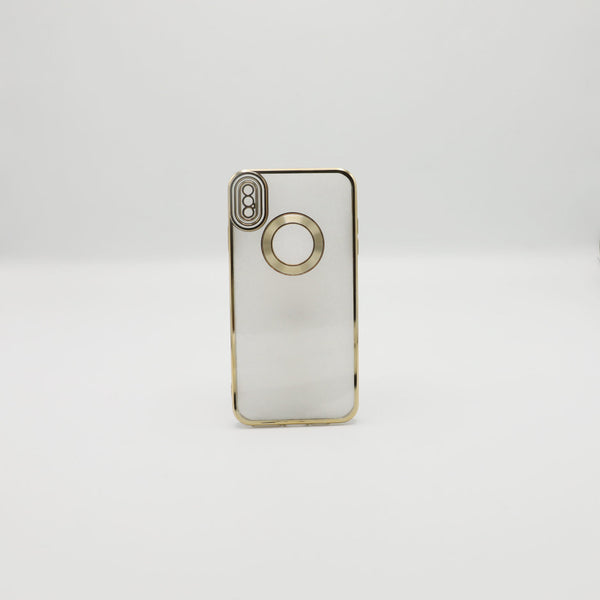 Iphone XS Max Mobile Pouch Golden Transparent Back Rs 450