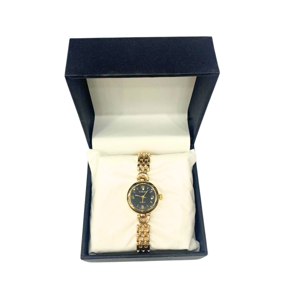 Wrist Watch Ladies Golden Black Dial Rs 900