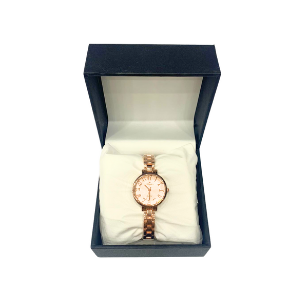 Ladies Wrist Watch Golden Band Peach Dial