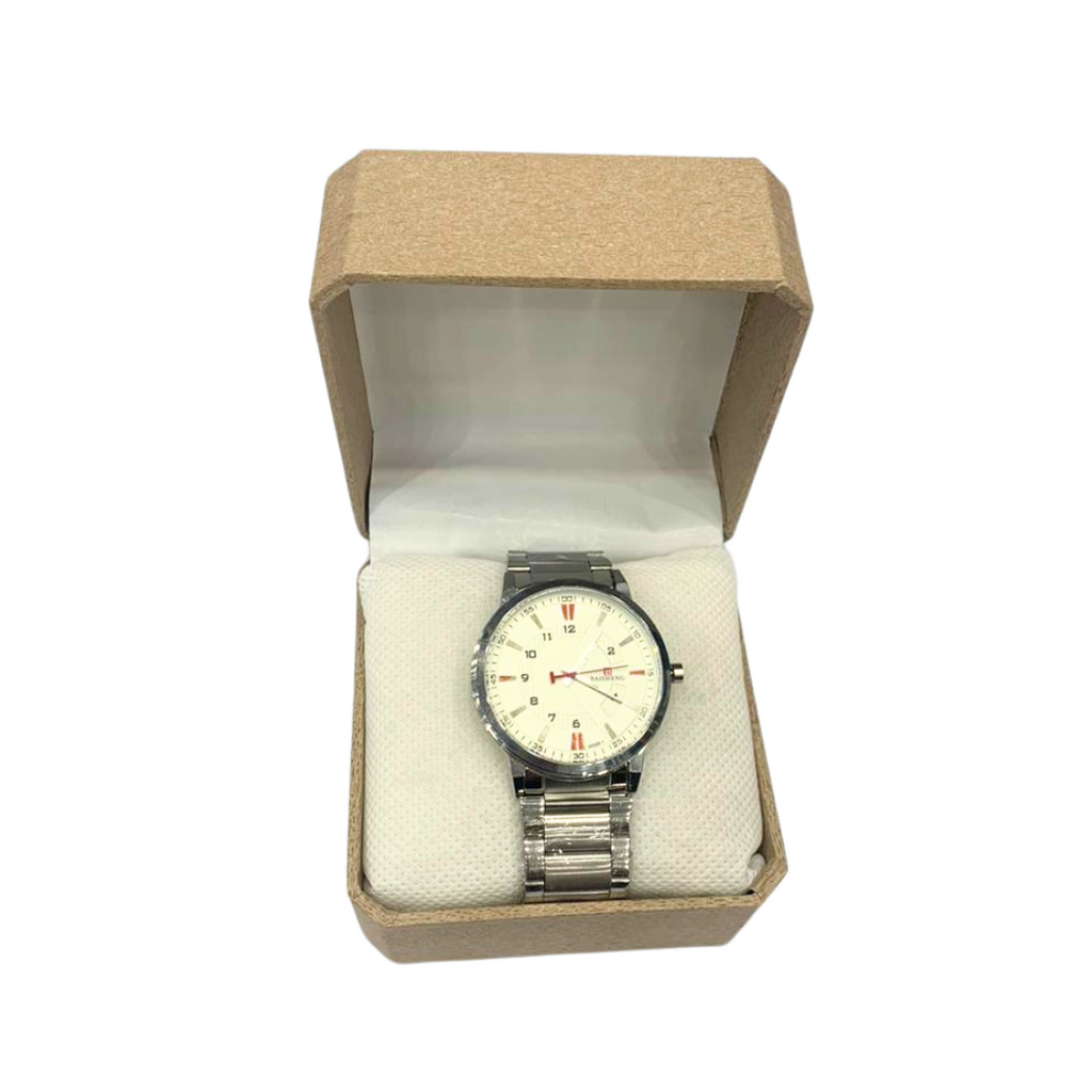 Sliver Wrist Watch for Men Off White Dial