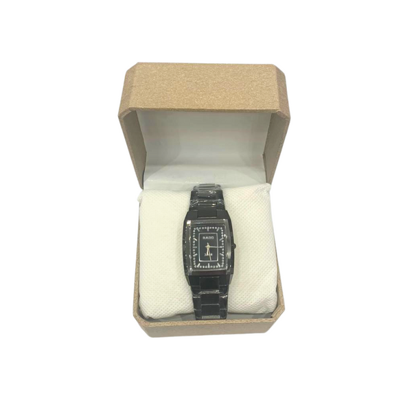 Black Stainless Steel Wrist Watch For Men in Stylish rectangular Dial