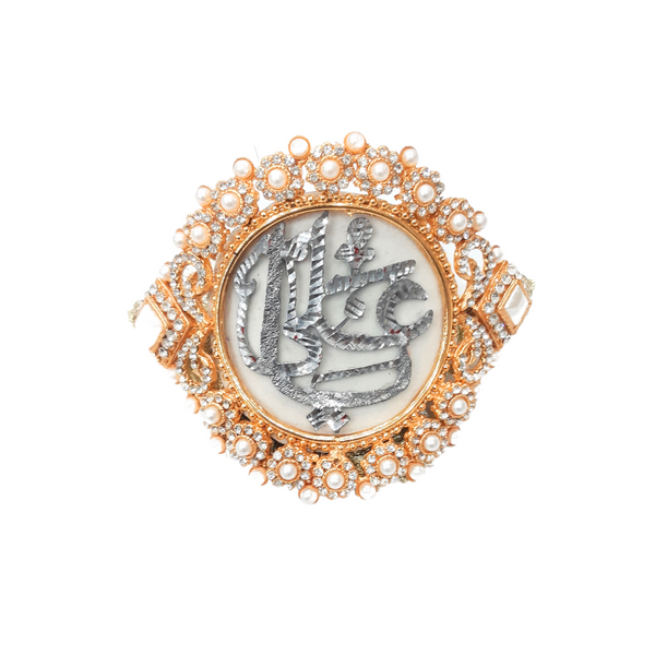 Golden Imam Zamin for Groom with Zircons & Pearls