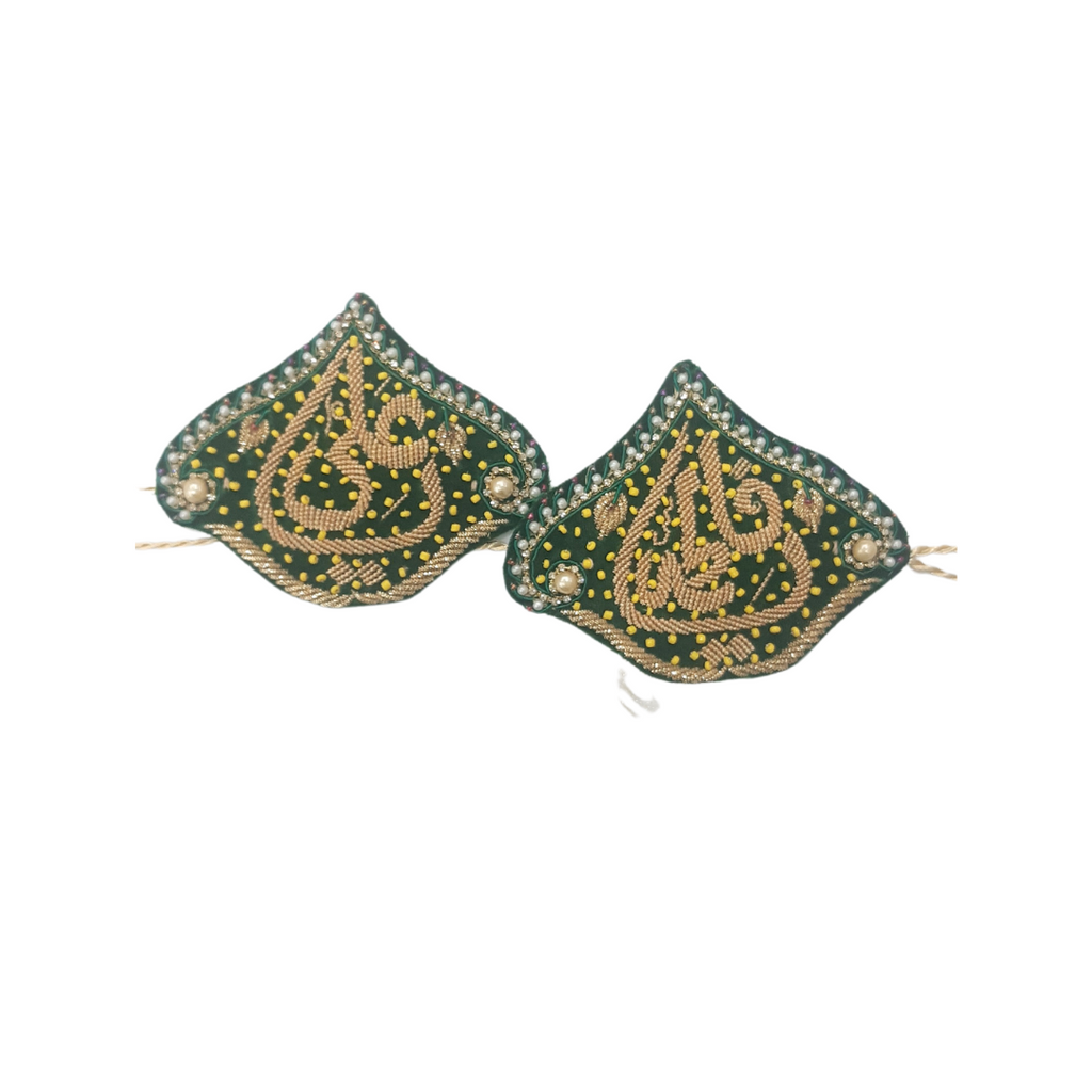 Green Imam Zamin Pair In Velvet For Wedding Couples In boutique style Embroidery & Stone work