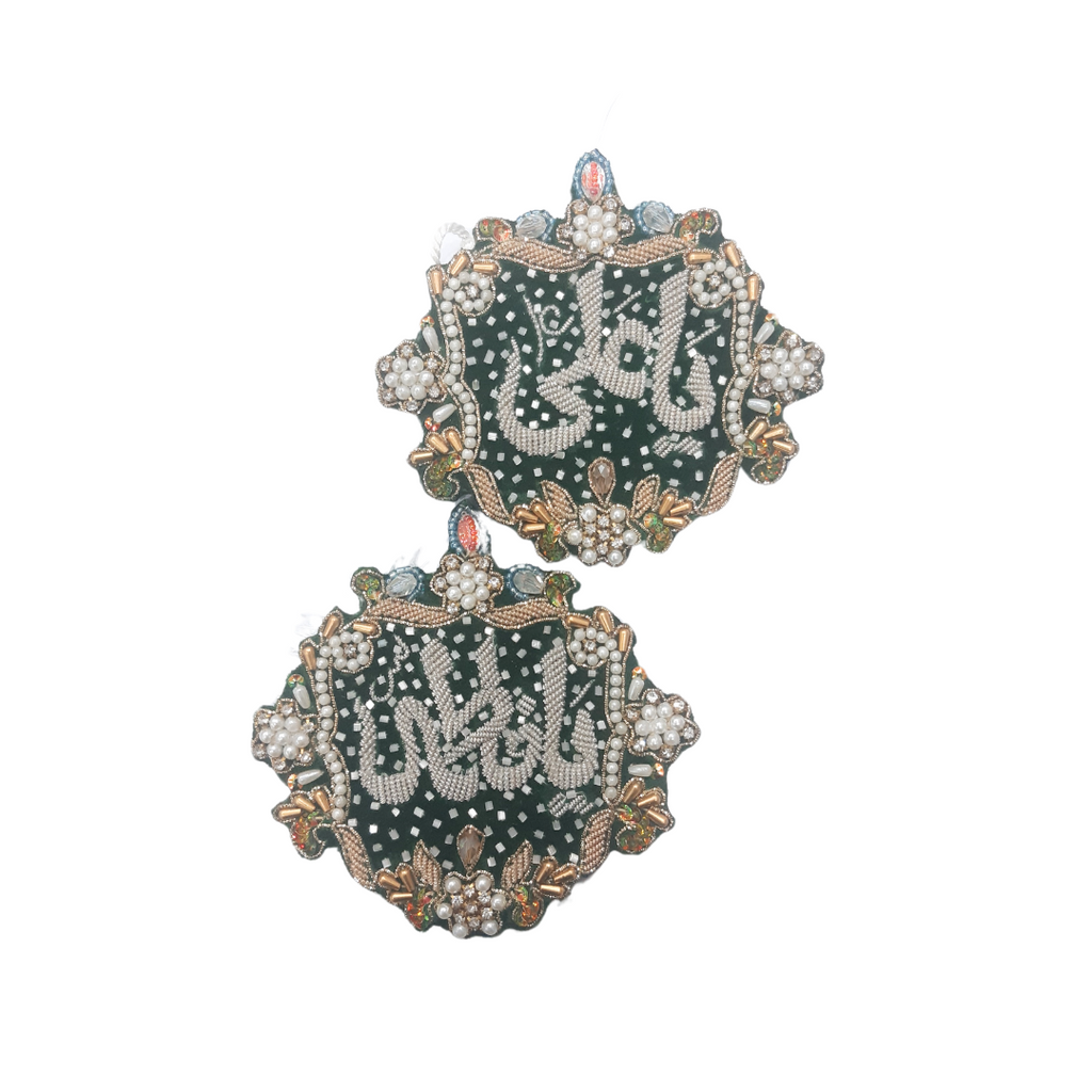 Green Imam Zamin Pair In Velvet For Wedding Couples In boutique style Embroidery & Stone work