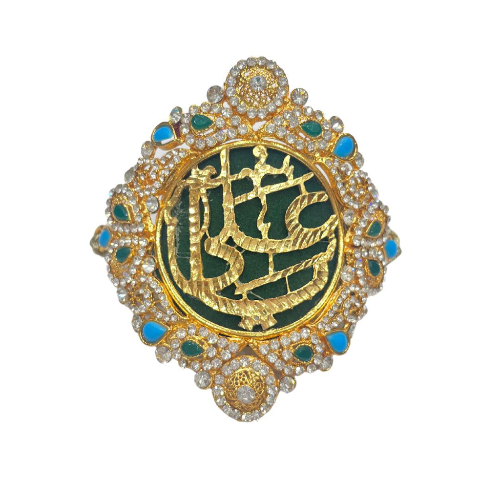 Zamin Rind Green Imam Zamin in Metal Gold for Groom with Firozah & Zircons ...
