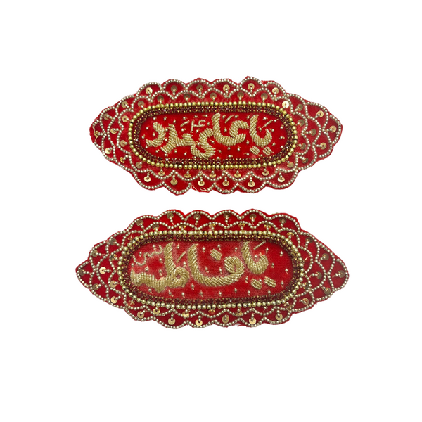 Red Imam Zamin Pair In Velvet For Wedding Couples With boutique style Embroidery
