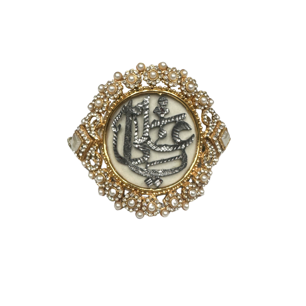 Silver & White Imam Zamin for Groom with Zircons & Pearls