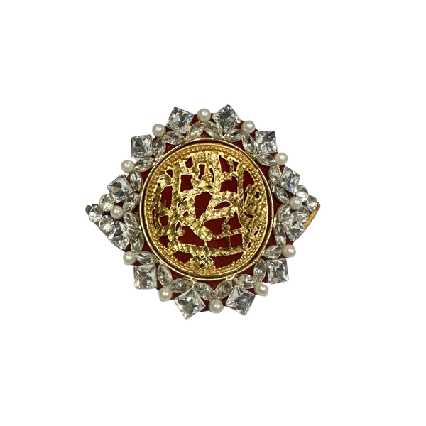 Red Imam Zamin in Metal Gold for Bride with Stone Work