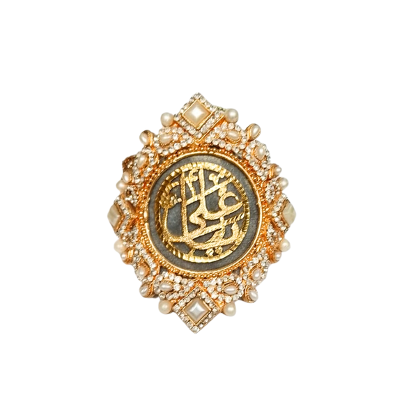 Gray Imam Zamin in Metal Copper for Groom with Zircons & Red Stones