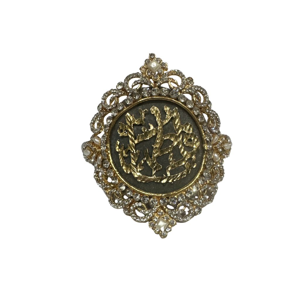 Gray Imam Zamin in Metal for Bride with White Zircons & Pearls