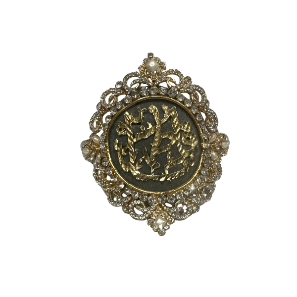 Gray Imam Zamin in Metal for Bride with White Zircons & Pearls