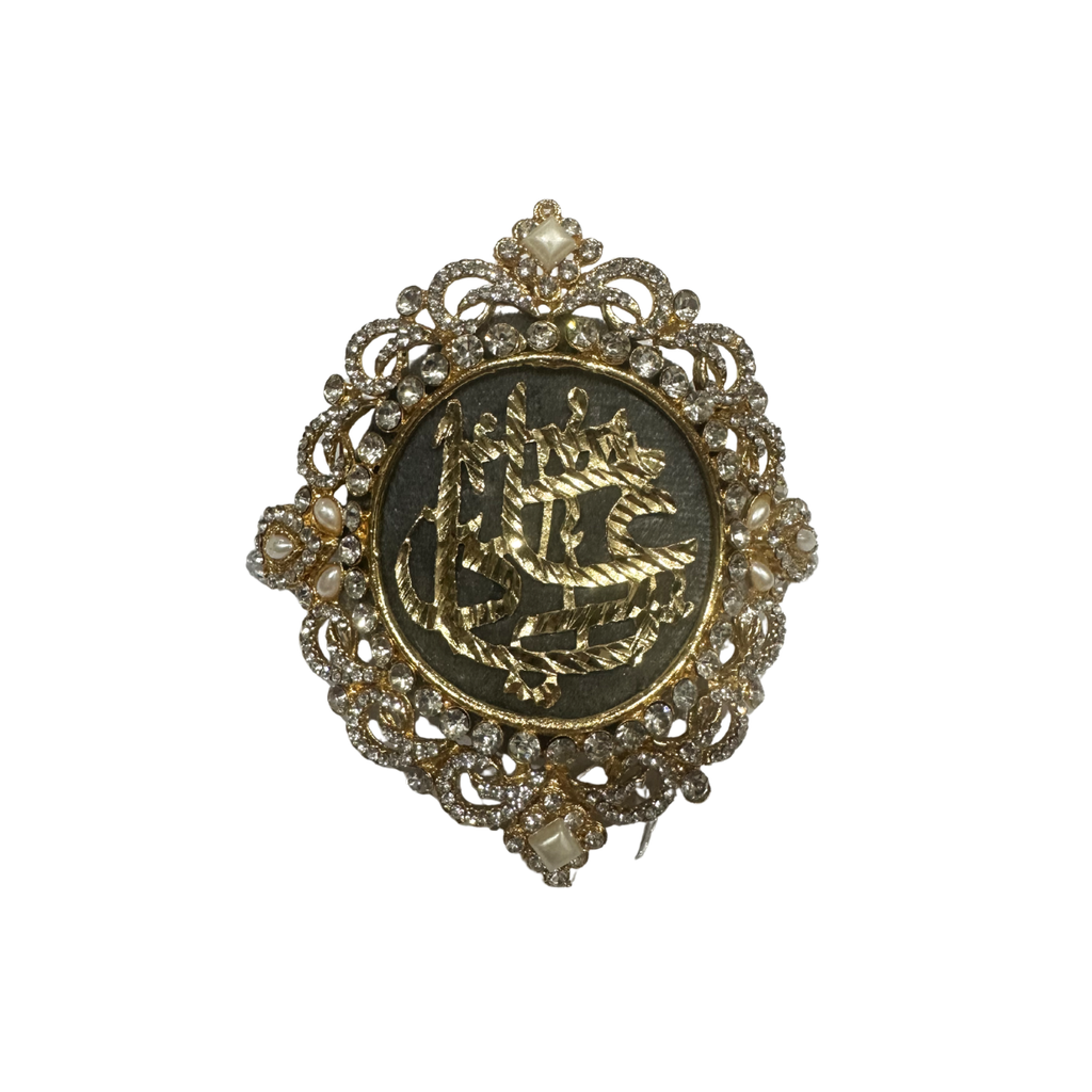 Gray Imam Zamin in Metal for Groom with Zircons & Pearls