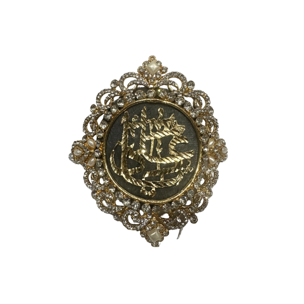 Gray Imam Zamin in Metal for Groom with Zircons & Pearls