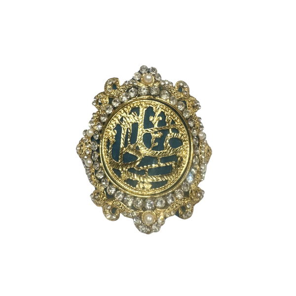 Green Imam Zamin with Gold metal for Groom with white pearls