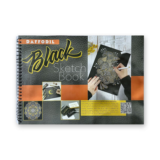 Daffodil Black Sketch Book | Black Pages for Gel & Metallic Pens | Spiral Bound