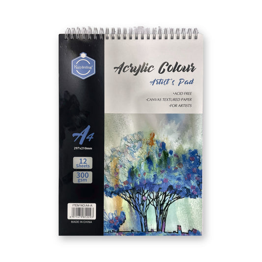 Acrylic Colour Artist's Pad A4 12 Sheets | Keep Smiling | 300gsm Canvas Textured Acid-Free Paper