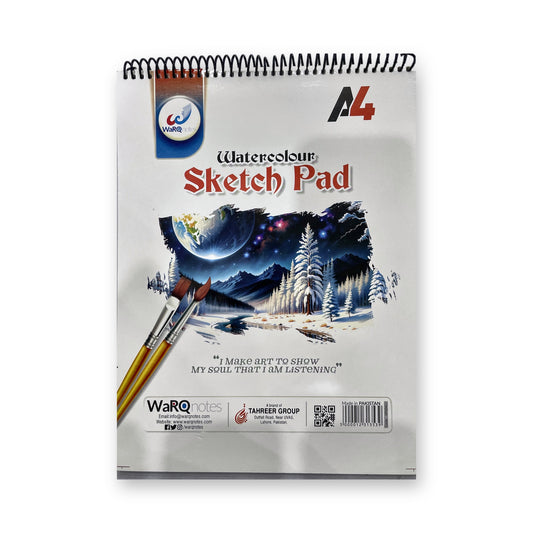 A4 Watercolour Sketch Pad | WaRQnotes | Spiral Bound | Made in Pakistan
