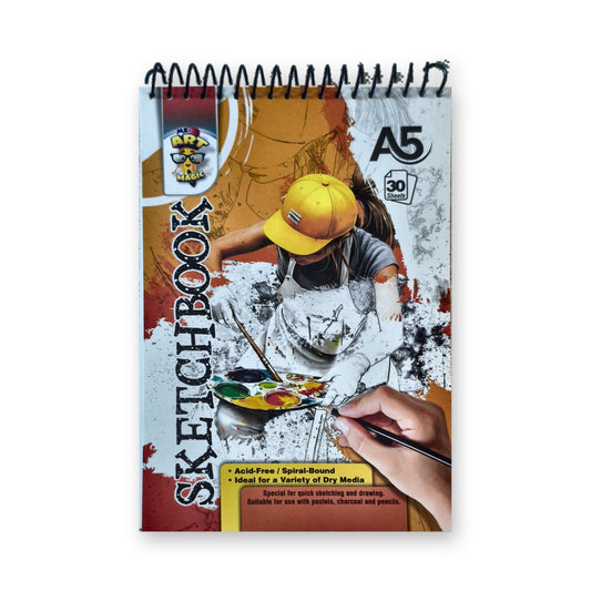 A5 Sketch Book 30 Sheets | Mr. Art n Magic | Acid-Free Spiral Bound | Pencil, Charcoal & Pastel