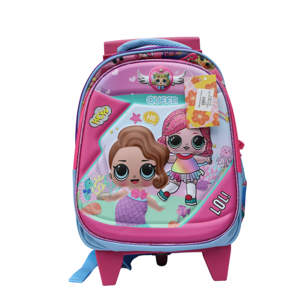 Imported Trolley Bag Pink Color Cartoon Character for Girls