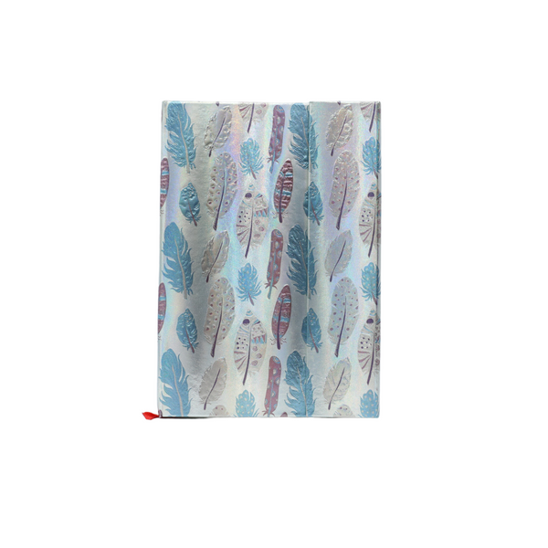 Note Book  Silver Blue Feather Pattern