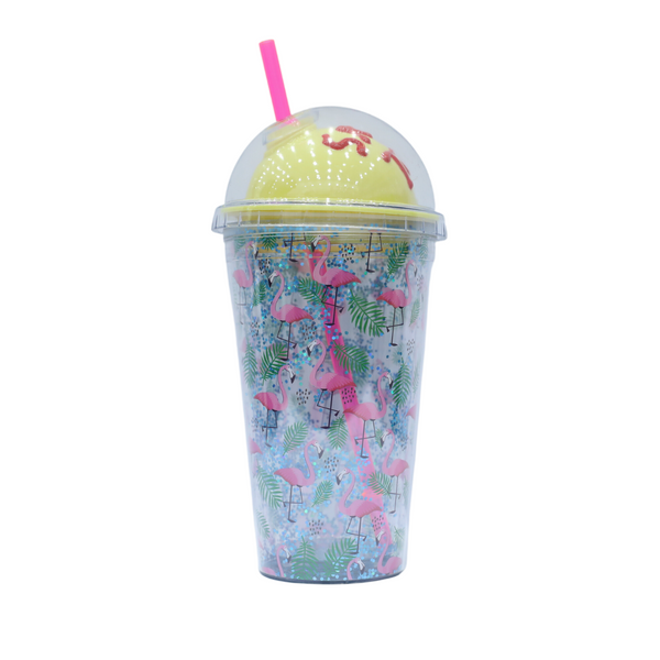 Crystal Glitter Sipper with Yellow Cap