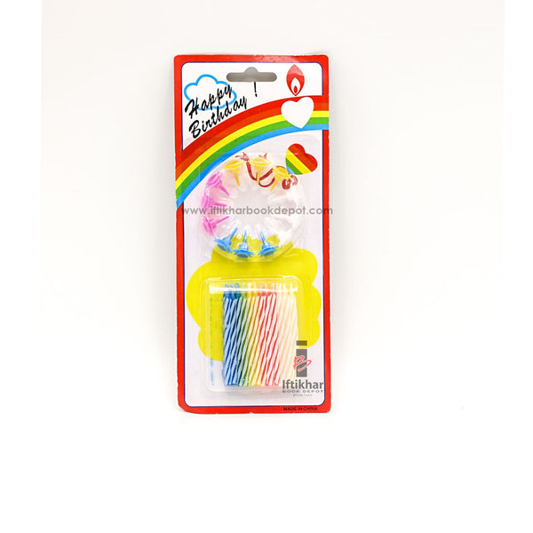Colorful Birthday Candle set with Holders 24 pcs (24-1)
