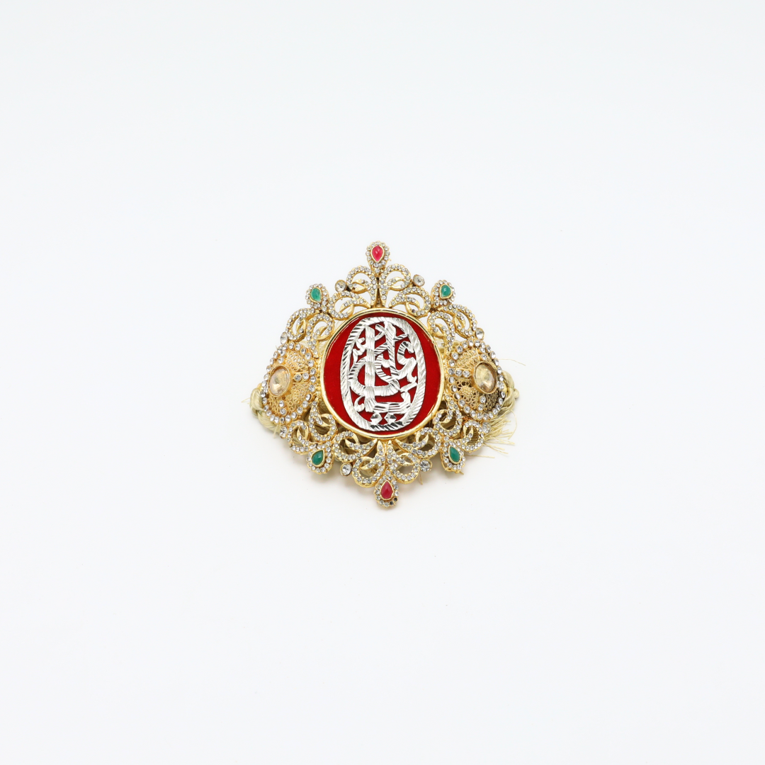 Red Imam Zamin in Metal Gold for Groom with Multicolor Stone Work ...