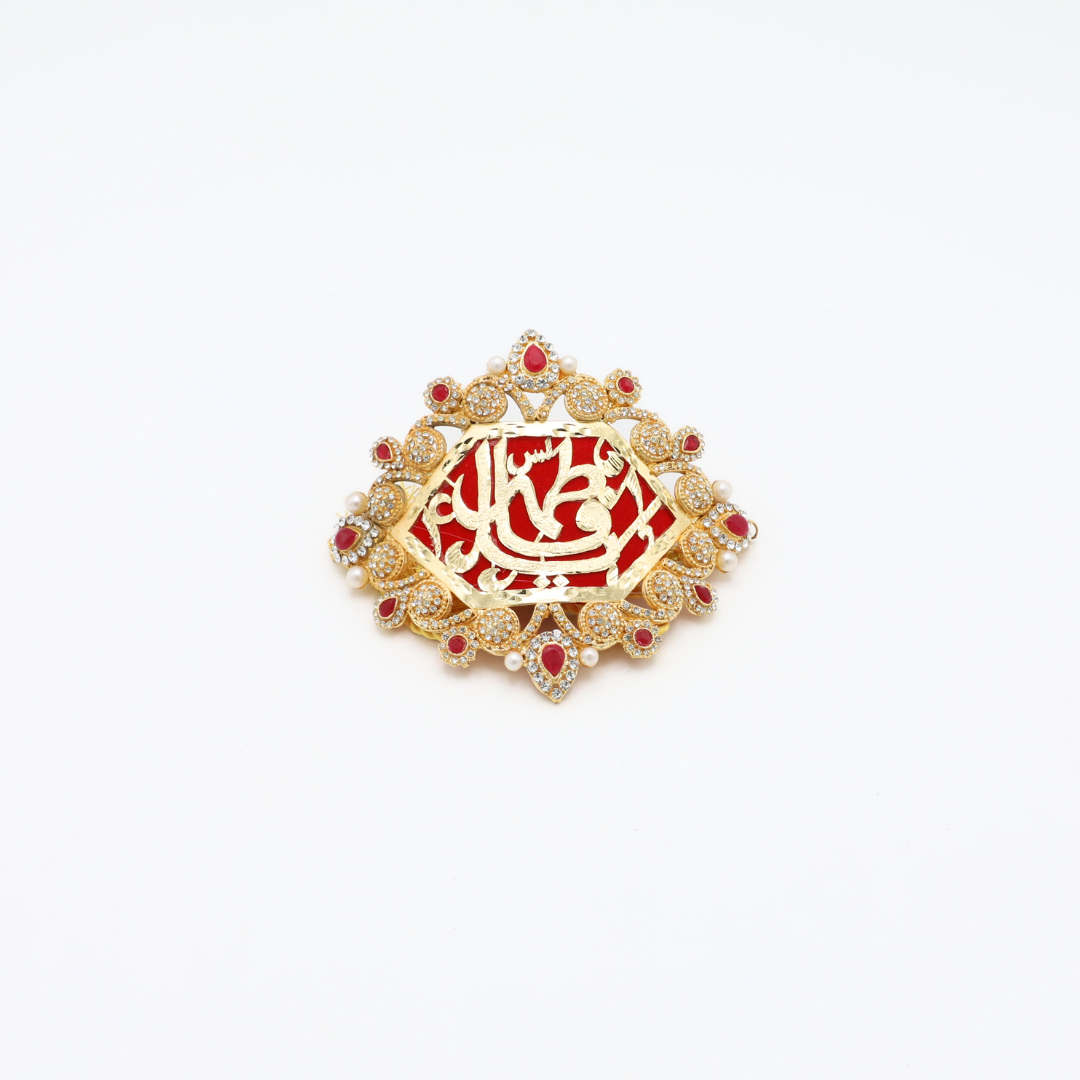 Red Imam Zamin in Metal Gold for Bride with Zircons & Red Stones ...